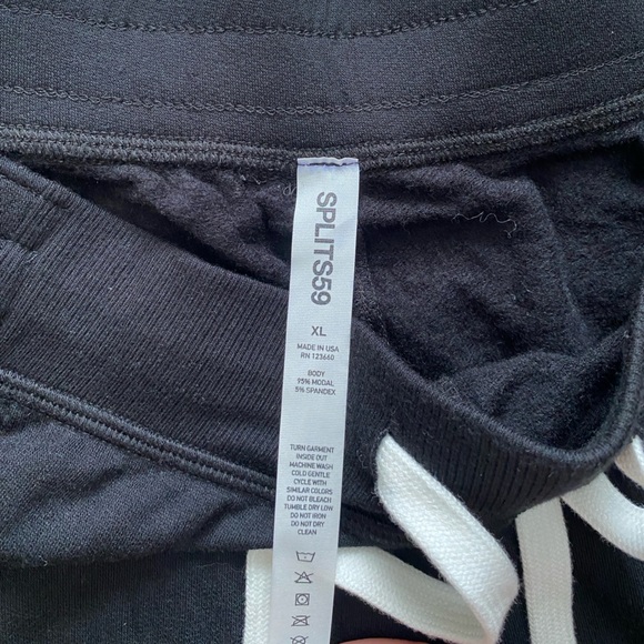 Splits59 Raven Fleece Full Length Sweatpant Black Wide Leg Flare Pants Size XL - Picture 6 of 6